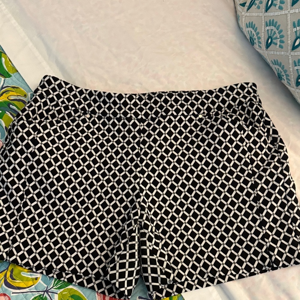 INC International Concepts Geometric Black and White High Waist Shorts
